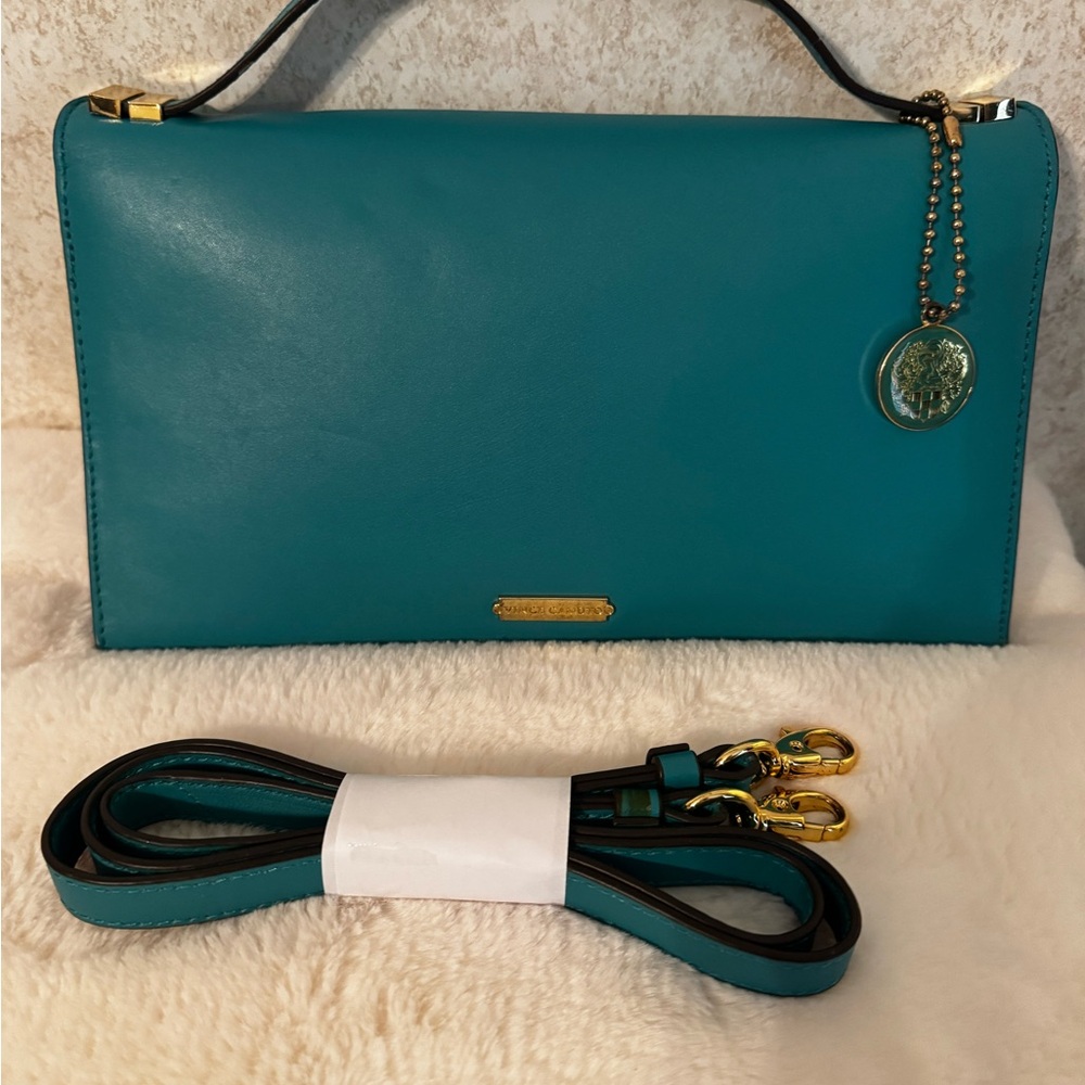 VINCE CAMUTO Crossbody Bag with Gold Accents very UNIQUE. Talk about storage.